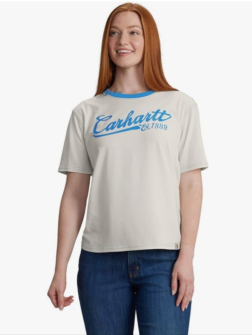 NWT Carhartt "Tencel Fiber Series Ringer Graphic Short Sleeve Shirt" Large 12-14